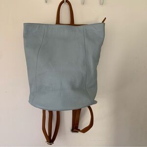 Borse in Pelle Genuine Blue Leather Back Pack  Made in Italy